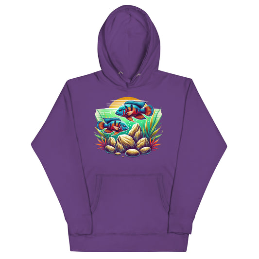 Vibrant Peacock Cichlid Art Hoodie