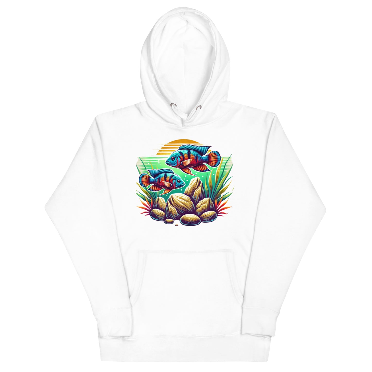 Vibrant Peacock Cichlid Art Hoodie